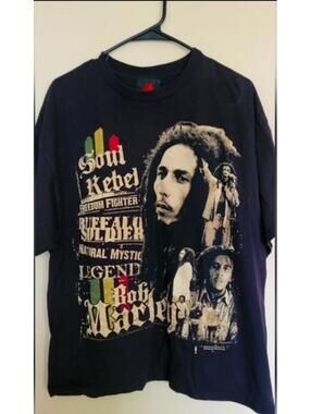 RareVintage Bob Marley Shirt Men's 1X Black Zion Rootswear Soul Rebel Legend Tee
